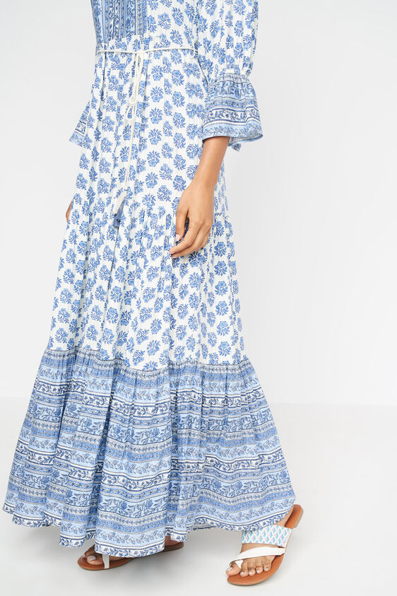 Blue Floral Fit & Flare Dress, Blue, image 7